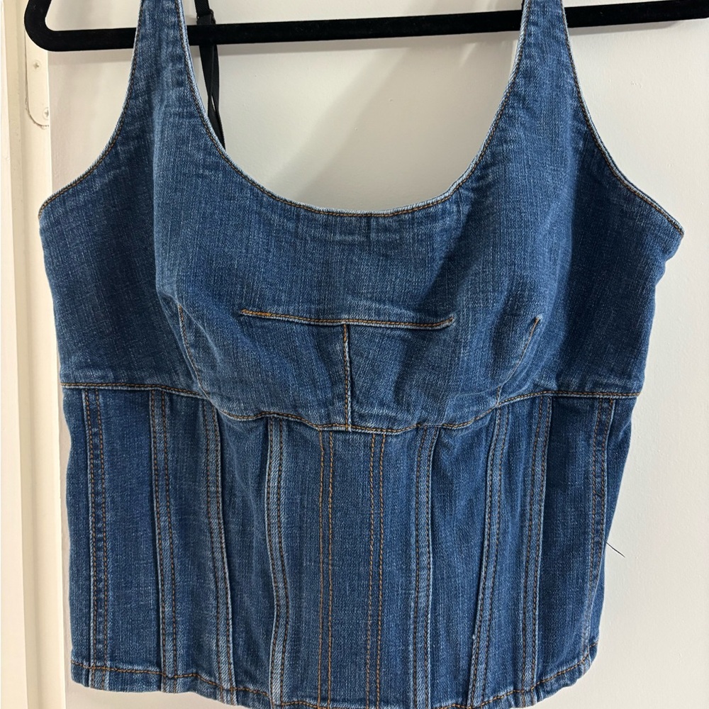Maeve Blue Denim Corset Top